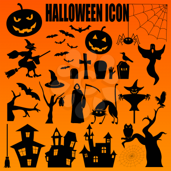 Halloween icon set. Holiday design. Vector illustration.