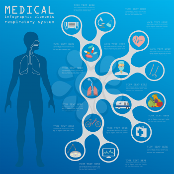 Medical and healthcare infographic, respiratory system infographics. Vector illustration