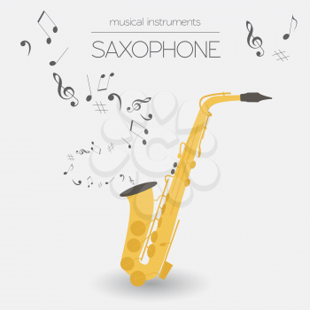 Musical instruments graphic template. Saxophone. Vector illustration