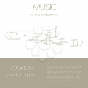Musical instruments graphic template. Trombone. Vector illustration
