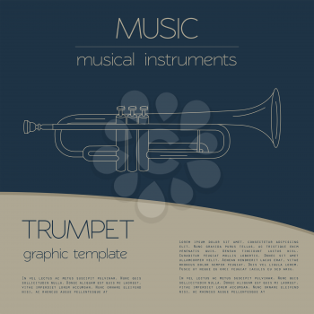 Musical instruments graphic template. Trumpet. Vector illustration