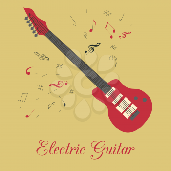 Musical instruments graphic template. Electric guitar. Vector illustration