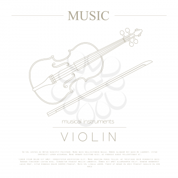 Musical instruments graphic template. Violin. Vector illustration