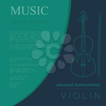 Musical instruments graphic template. Violin. Vector illustration