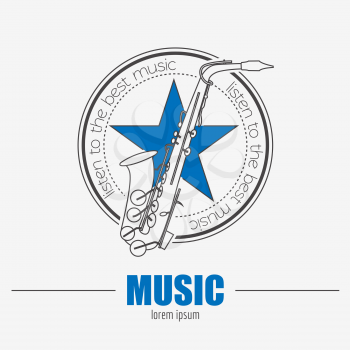 Musical instruments logos and badges. Graphic template. Vector illustration