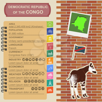 Democratic republic Congo infographics, statistical data, sights. Vector illustration