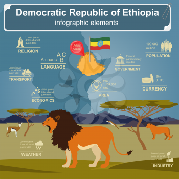 Ethiopia infographics, statistical data, sights. Vector illustration