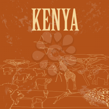 Kenya. Retro styled image. Vector illustration