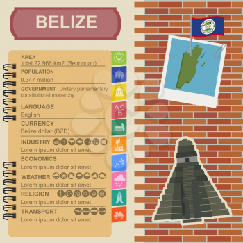Belize infographics, statistical data, sights. Vector illustration