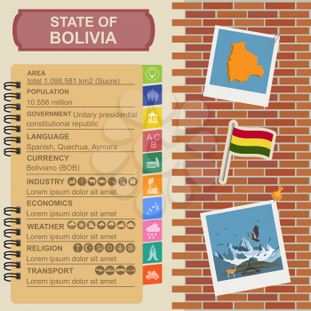 Bolivia infographics, statistical data, sights. Vector illustration