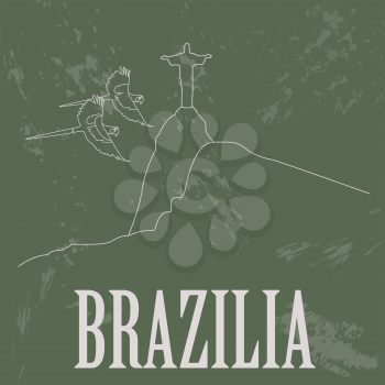 Brazilia landmarks. Retro styled image. Vector illustration