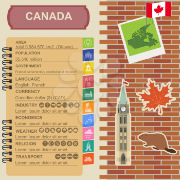 Canada infographics, statistical data, sights. Vector illustration