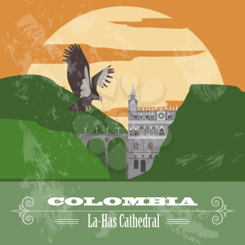 Colombia landmarks. Retro styled image. Vector illustration