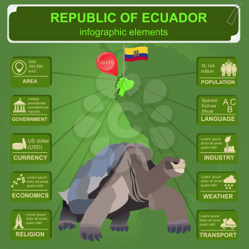 Ecuador infographics, statistical data, sights. Vector illustration