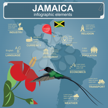 Jamaica infographics, statistical data, sights. Vector illustration