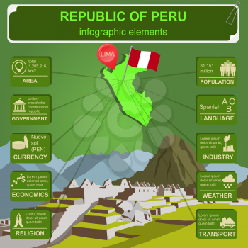 Peru  infographics, statistical data, sights. Vector illustration