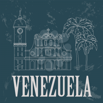 Venezuela  landmarks. Retro styled image. Vector illustration