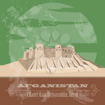 Afganistan landmarks. Retro styled image. Vector illustration