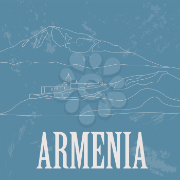 Armenia landmarks. Retro styled image. Vector illustration