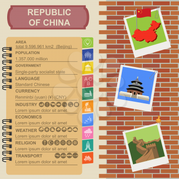 Republic of China  infographics, statistical data, sights. Vector illustration