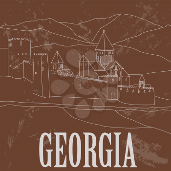 Georgia landmarks. Retro styled image. Vector illustration
