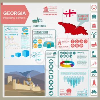 Georgia  infographics, statistical data, sights. Vector illustration