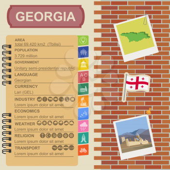 Georgia  infographics, statistical data, sights. Vector illustration