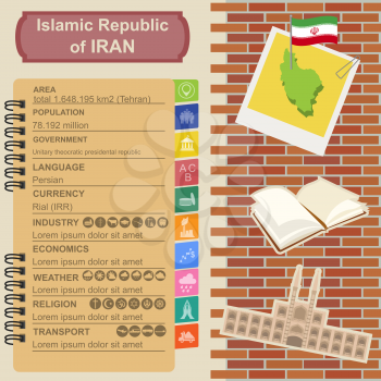 Iran infographics, statistical data, sights. Vector illustration