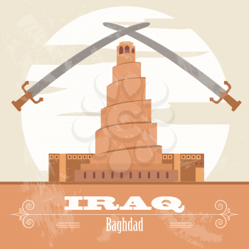 Iraq. Retro styled image. Vector illustration
