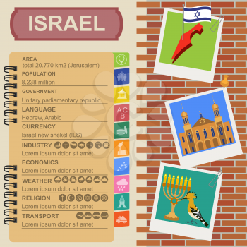 Israel  infographics, statistical data, sights. Vector illustration