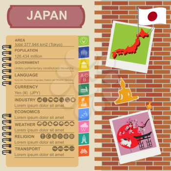 Japan  infographics, statistical data, sights. Vector illustration