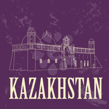 Kazakhstan. Retro styled image. Vector illustration