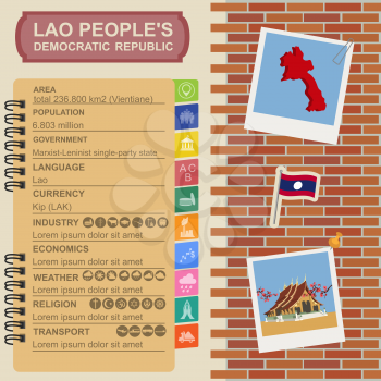 Laos infographics, statistical data, sights. Vector illustration