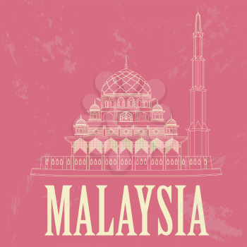 Malaysia. Retro styled image. Vector illustration