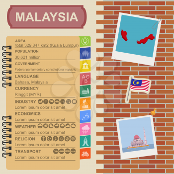 Malaysia  infographics, statistical data, sights. Vector illustration