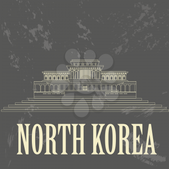 North Korea landmarks. Retro styled image. Vector illustration