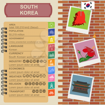 Soutn Korea  infographics, statistical data, sights. Vector illustration