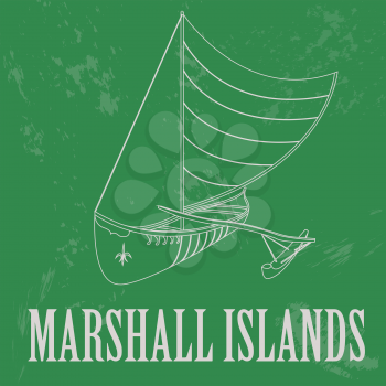 Marshall islands. Polynesian canoeing. Retro styled image. Vector illustration