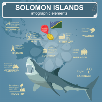 Solomon islands infographics, statistical data, sights. Vector illustration