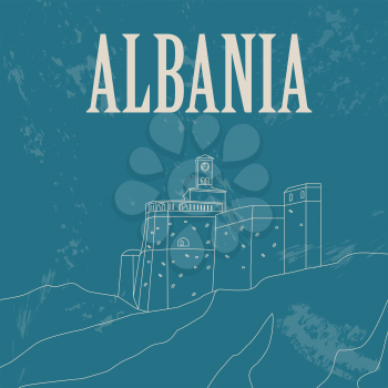 Albania landmarks. Retro styled image. Vector illustration
