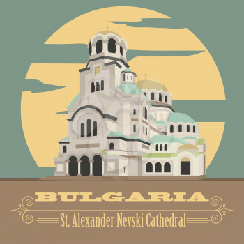 Bulgaria landmarks. Retro styled image. Vector illustration