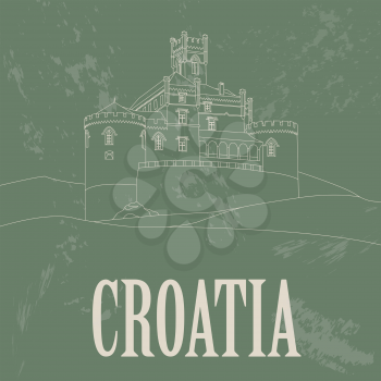 Croatia landmarks. Retro styled image. Vector illustration