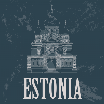 Estonia landmarks. Retro styled image. Vector illustration