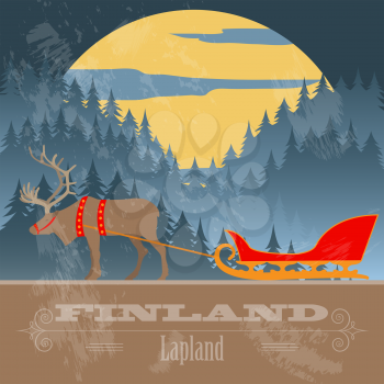 Finland landmarks. Retro styled image. Vector illustration