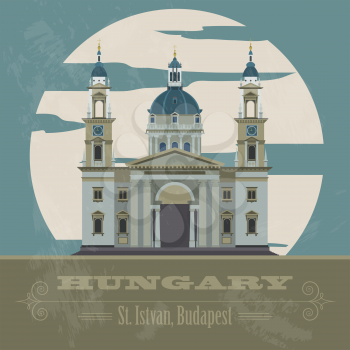 Hungary landmarks. Retro styled image. Vector illustration