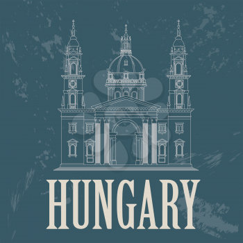 Hungary landmarks. Retro styled image. Vector illustration