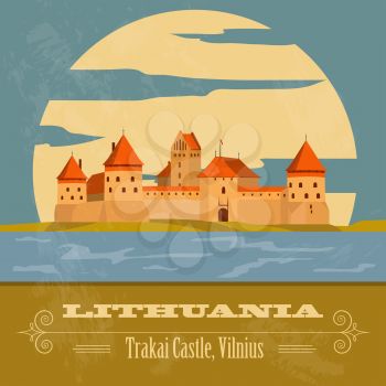 Lithuania landmarks. Retro styled image. Vector illustration