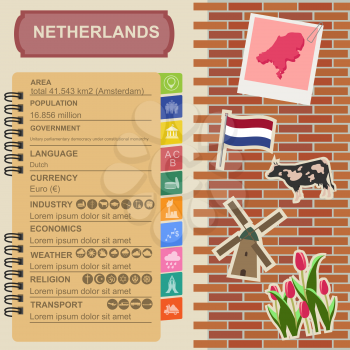Netherlands infographics, statistical data, sights. Vector illustration
