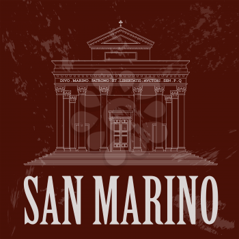 San Marino landmarks. Retro styled image. Vector illustration