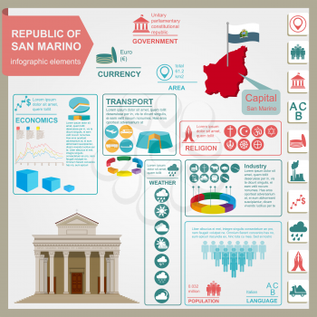 San Marino infographics, statistical data, sights. Vector illustration